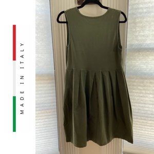 Made in Italy olive green sleeveless jersey dress